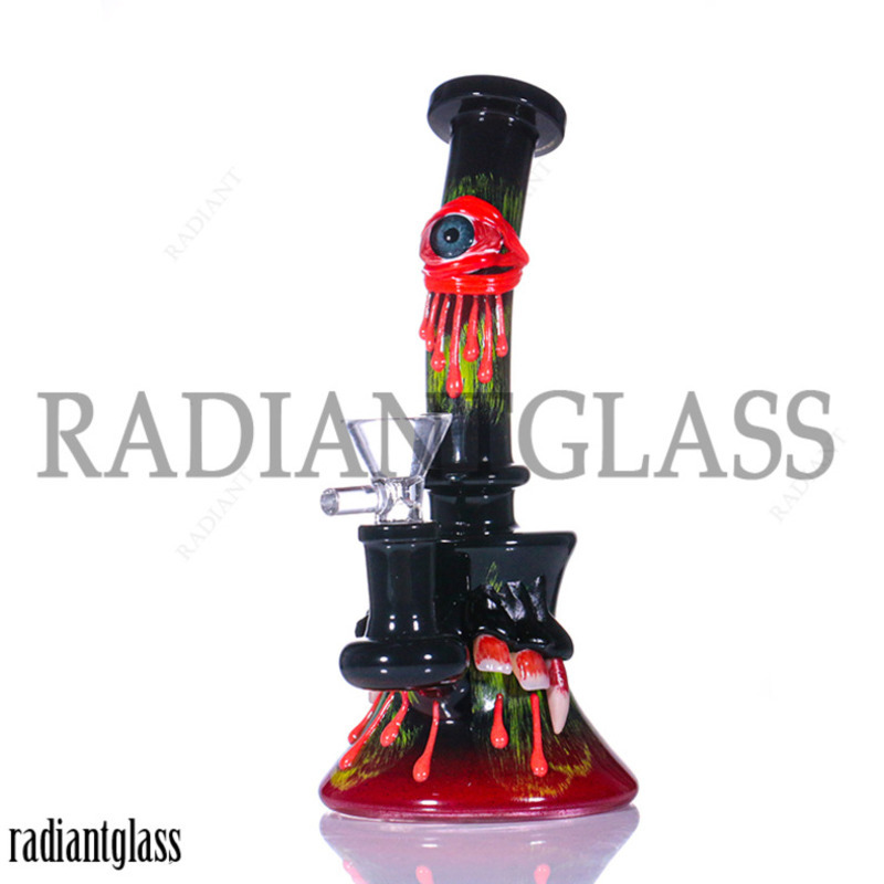 

hookah 3D Evil monster bong Face design Glass water pipe Handmade Character Bongs for Retail or Wholesale