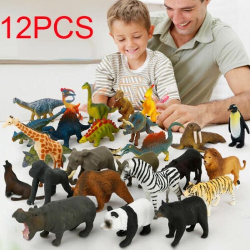 12pcs Wholeslae Mini Simulation Dinosaurs Marine Wildlife Animals World Model Educational Toys For Children-image-782604936