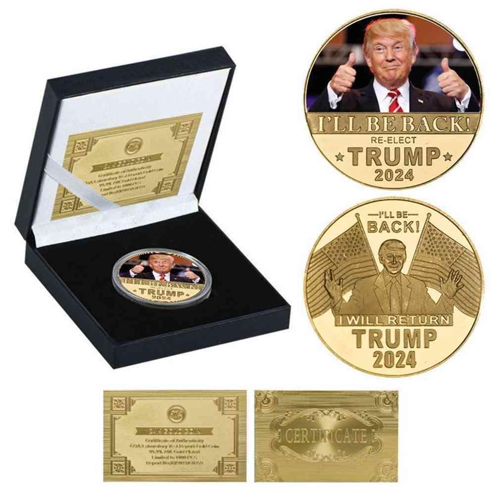 

Arts I WILL BE BACK RE-ELECT TRUMP 2024 Coin President Donald Trump Fake Money