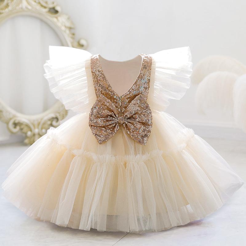 

Girl's Dresses Toddler 1st Birthday Dress For Baby Girl Clothes Sequin Baptism Princess Tutu Girls Party Costume 0-5 YearGirl's, White