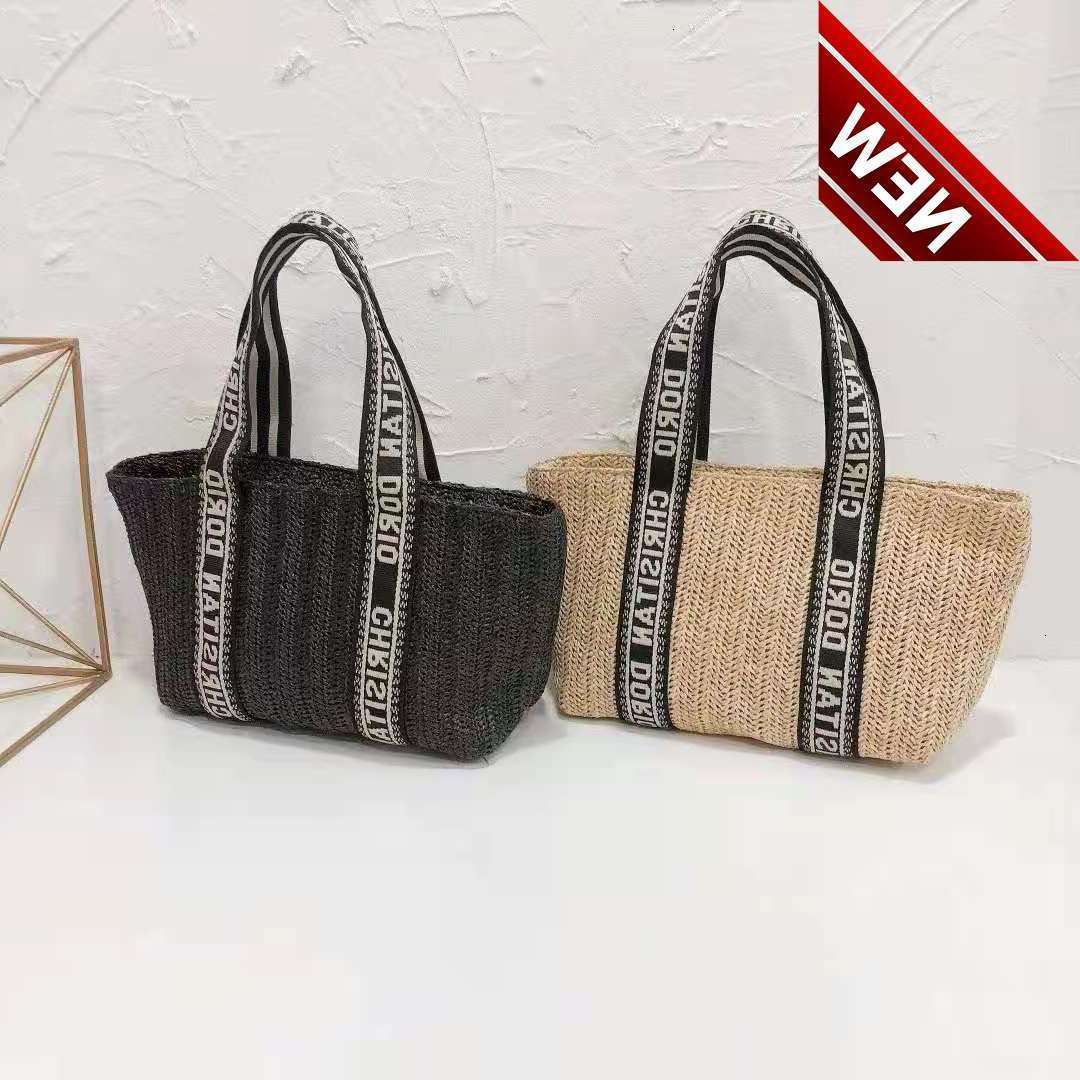 d, sac de couleur massif de paille 2022 été Nouvelle tendance Mode lettre portable un sac à main à l'épaule