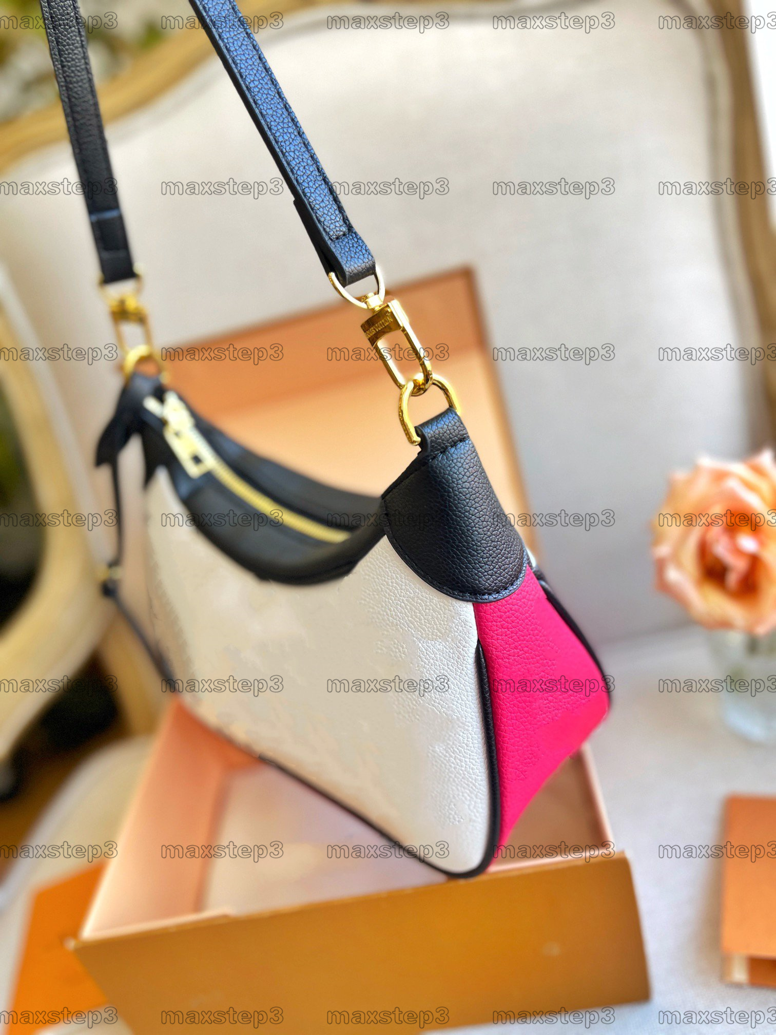 

Bagatelle BB Monograms Print Designers Womens Shoulder Bag Croissant Detachable Luxurys Leather Strap Large Capacity Underarm Bag M46002