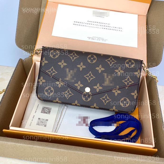 

M61276 Pochette Felicie 3 Piece Set Chain Bags Fashion Shoulder Bags Designer Luxury Crossbody Designer Handbags Evening, Red