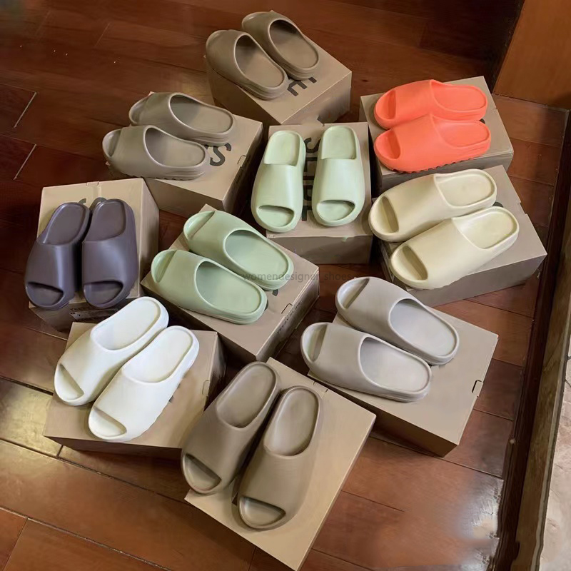 

Slipper Designer Foam Runnr Sandal For Woman Flat Heel Desert Sand Resin Flats Casual Beach Sandales Fashion Slides Mens Shoes With Box, 2#