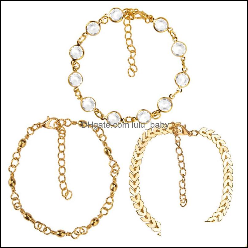 

Anklets Sequins Anklet Set Beach Foot Jewelry Vintage Statement Boho Style 3Pcs/Lot Party Summer Drop De Baby Dhsgp