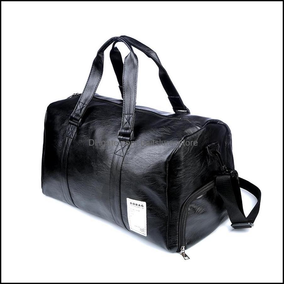 

Outdoor Bags Sports Outdoors Pu Leather Gym Male Bag Top Female Sport Shoe For Women Fitness Over The Shoder Yoga Travel H Dhiqd, Black