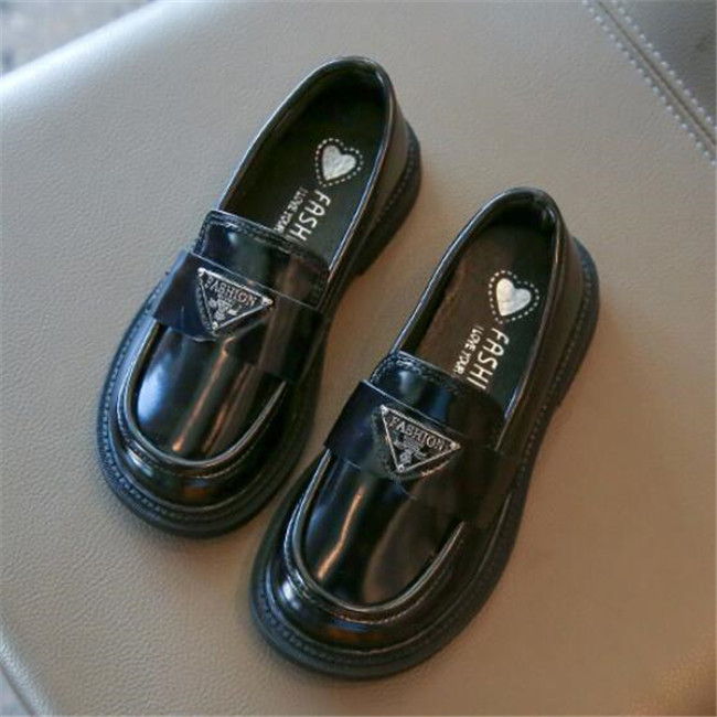 

Children Casual Sneakers pu Leather Boys Girls Flats Shoes Kids Slip-on Loafers for Wedding Party Fashion Dress Shoes, Black