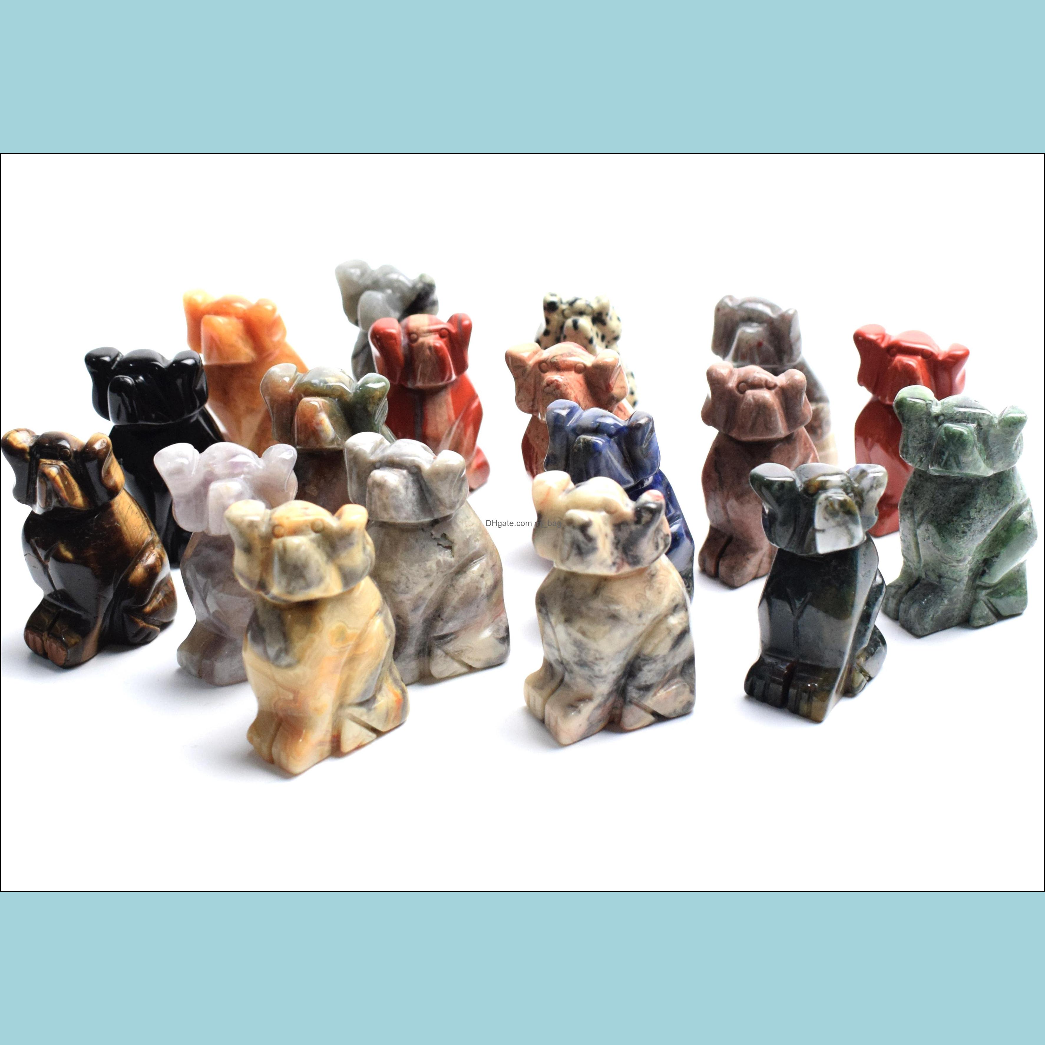 

Arts And Crafts Arts Gifts Home Garden 1.9 Inches Height Dog Statue Natural Chakra Stone Carved Crystal Reiki Healing Animal Figurine 1Pc