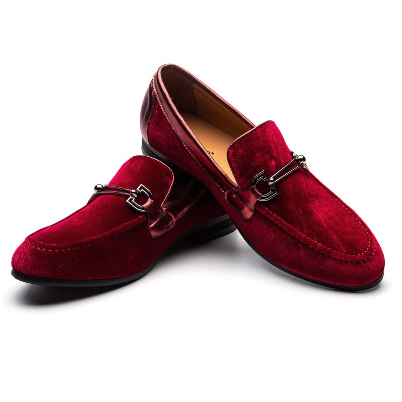 

Dress Shoes MEIJIANA Red Metal Button Design Men Handmade Loafers British Style Wedding And Party Smoking Slippers, Black
