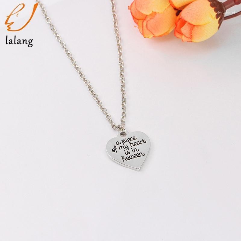 

Piece Of My Heart Is In Heaven Love Necklace Single Pendant Letter For Women Men Jewelry Chains