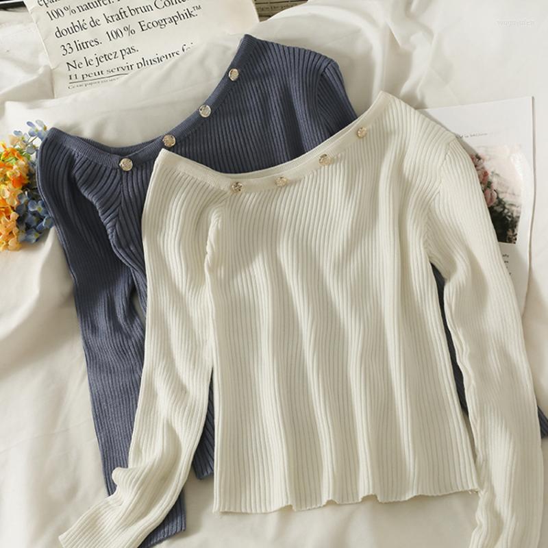 

Women's Sweaters Korean Clothes Winter Chic Sweater Women Long Sleeve Sexy One Shoulder And Pullover Crop Top Jumper Knitwear, Color 1