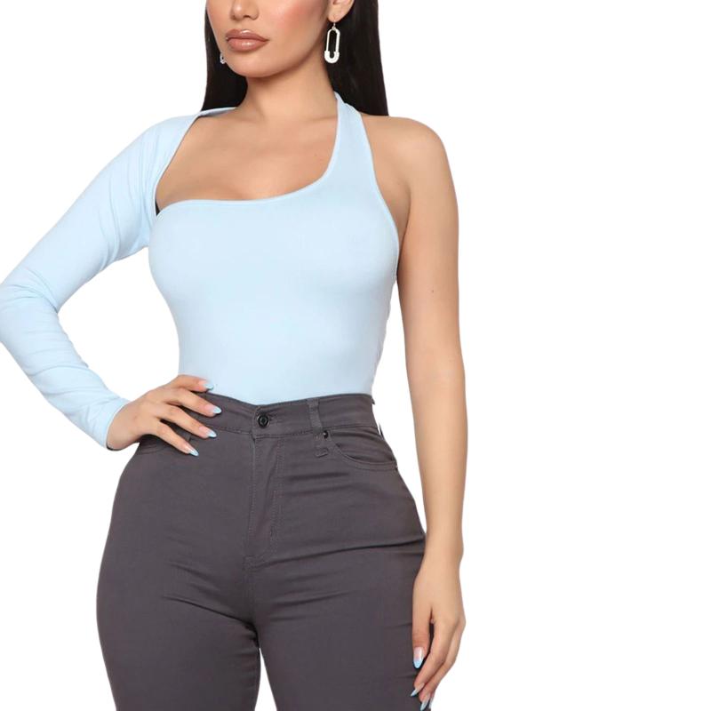 

Women' Two Piece Pants Women Rompers Sexy One Shoulder Bodysuit Fashion Solid Color Halter Backless High Waist Jumpsuit Hollow Out Asymmetr, Black