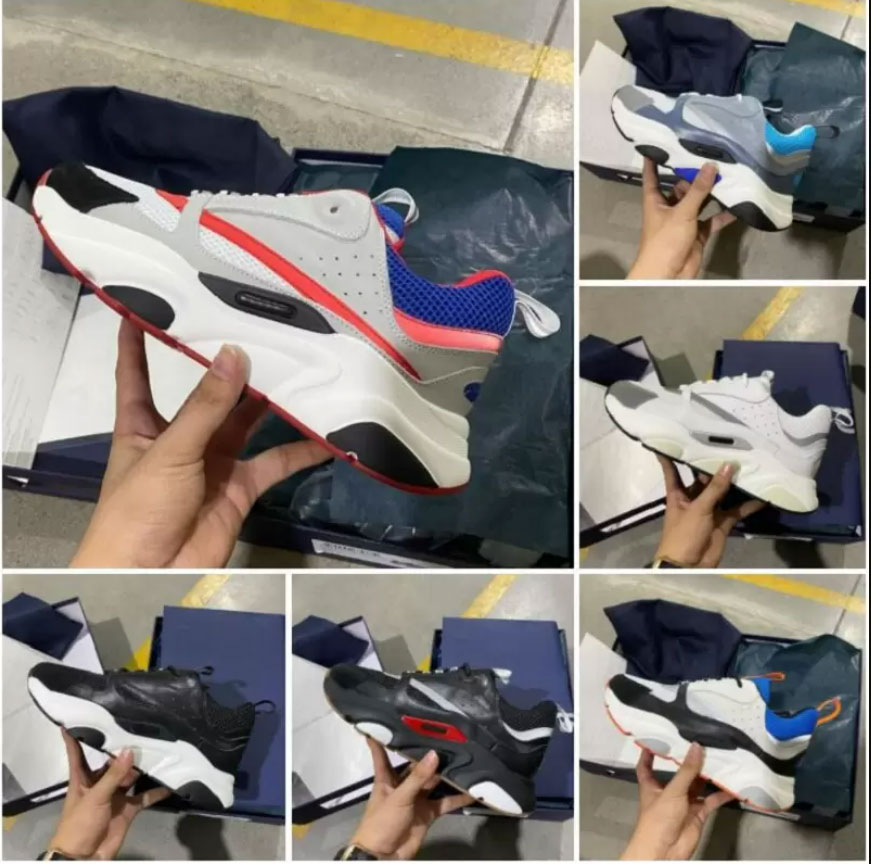 

B22 Men Women Casual Shoes Luxury Designer Sneakers Black Light Blue White Olive Neon Pink Technical Shoe Knit Retro Patchwork Platform Sneakers 35-46