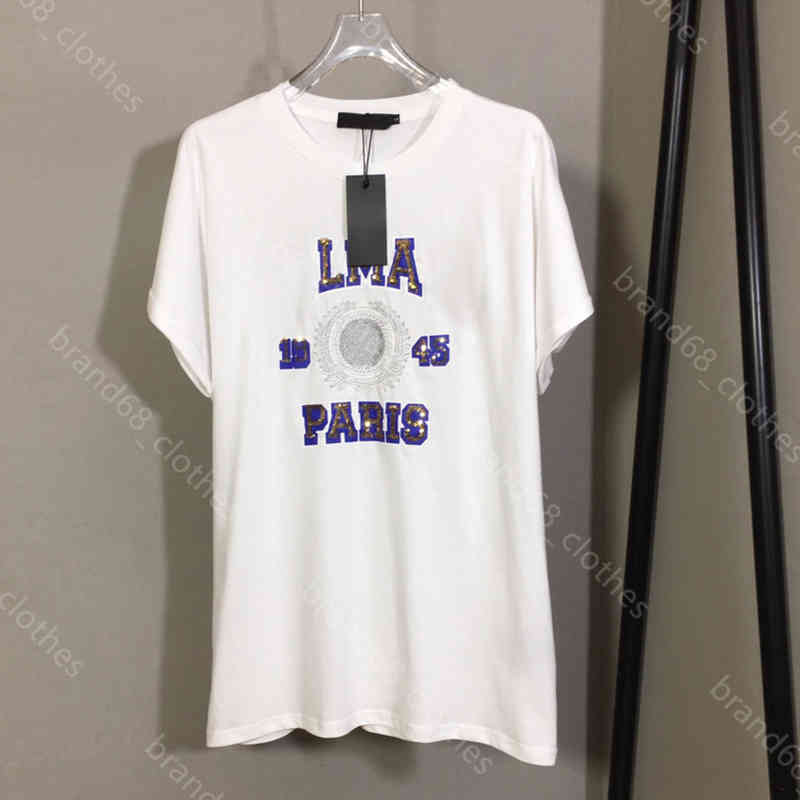 

22ss designer clothing cotton t shirt Womens Sunmmer Sequin Embroidery Short Sleeve Tshirts logo Ba...in brand Lady Tees Luxurys Tops T-shirts 5A female Apparel a1, White