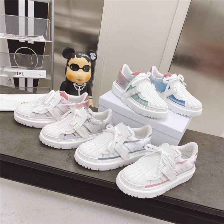 Designer Italy Luxury ID Sneaker Low Tops Casual Shoes Paris Multicolor Gradient Two Tone Leather Sneakers Womens Gray White Blue Red Reflective