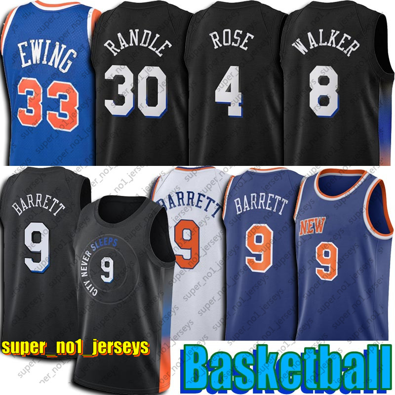 

Basketball Jerseys 4 8 33 RJ Barrett Julius Randle New''York''Knicks''Men 9 30 Derrick Rose Kemba Walker Patrick Ewing 526, Choose blue number