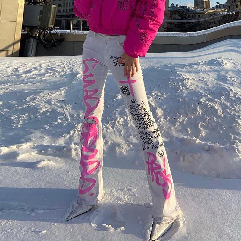 Pantalon féminin Capris emo grenge pantant pantalon décontracté serré monogrammé pantalon de jambe droite avec bouton sans ceinture poupée poupée