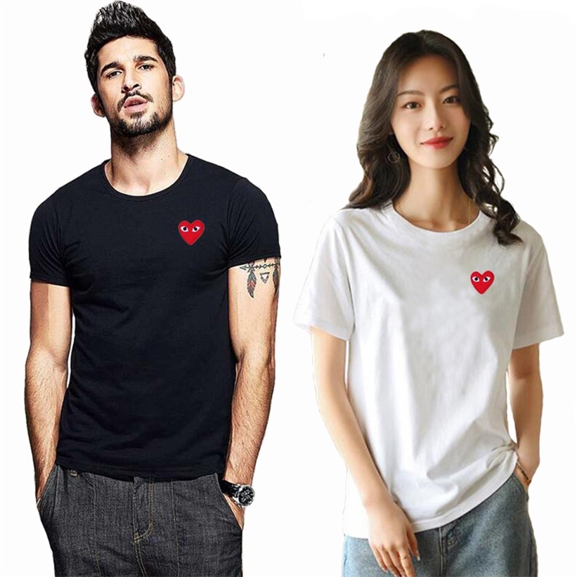 

PLAY 6 Models Men' T-shirts Letter Embroidery Love Cotton Round Neck Short-sleeved T Shirt Couple Casual Straight Women T-shirt 220429, Pl01-black