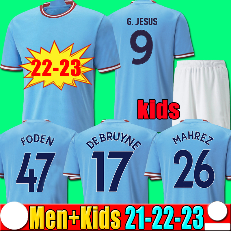 

21 22 23 HAALAND SOCCER JERSEYS GREALISH STERLING MANS CITIES MAHREZ fans player version DE BRUYNE FODEN 2022 2023 football tops shirt kids kit sets uniform Boys youth, P17 21 22 third kids