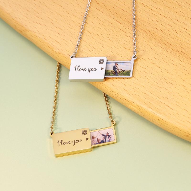 

Pendant Necklaces Envelope Locket Necklace With Gold Rose Silver Color Love You Secret Message For Girl Mother's Day GiftPendant
