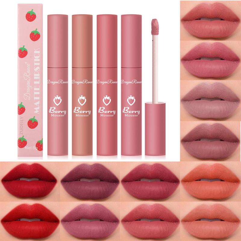

Lip Gloss 12colors Matte Berry Mousse Velvet Glaze Waterproof Lasting Not Easy To Fade Lipstick Sexy Makeup Cosmetic, 03