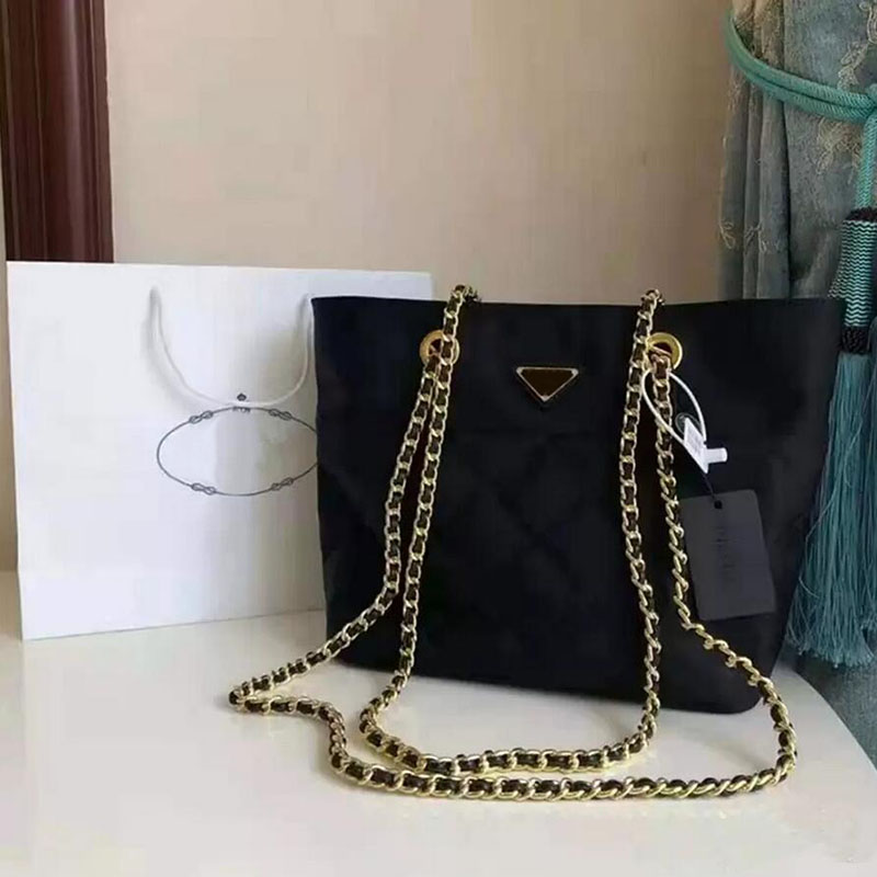 

HH Women Nylon chain parachute bag Tote Luxury's Diamond Lattice wandering Vintage medieval canvas Designer shoulder Bags Clutch Handbag Black 28cm, Not choose this option