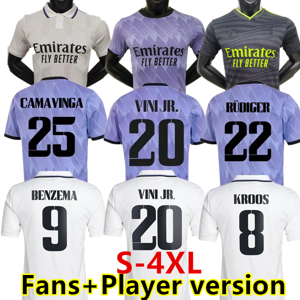 

S-4XL BENZEMA soccer jersey 22 23 football shirt Real Madrids CAMAVINGA ALABA MODRIC VALVERDE fans player version camiseta home away 3rd uniforms VINI JR TCHOUAMENI, 22/23 3rd player