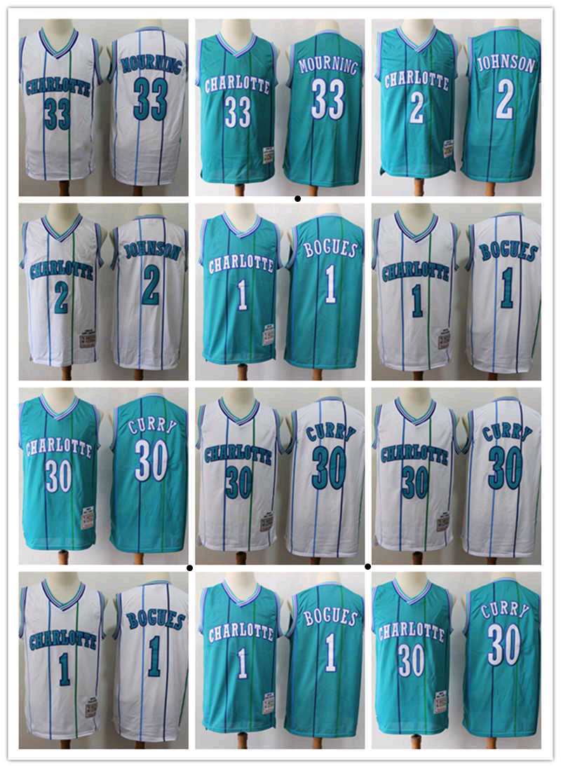

Basketball Jerseys Mens Charlotte''Hornets''33 Alonzo Mourning 2 Larry Johnson 1 Muggsy Bogues 30 Dell Curry Basketball Shorts Basketball Jersey, Color