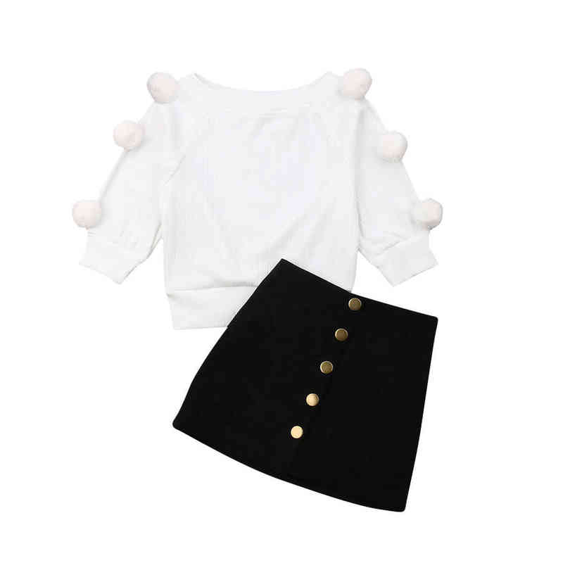 

Citgeett Autumn Toddler Baby Kids Girls White Knitted Tops Button Mini Black Skirt Warm Outfits Spring Sets J220712, Red