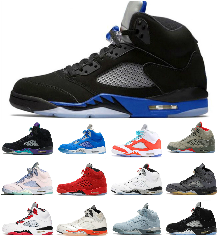 

Jumpman 5 5s Mens Basketball Shoes Racer Blue White Stealth Black Cement Metallic Sail Alternate Grape Bluebird Raging Bull Red Oregon Ducks Top 3 Men Sports Sneakers, Bubble package bag