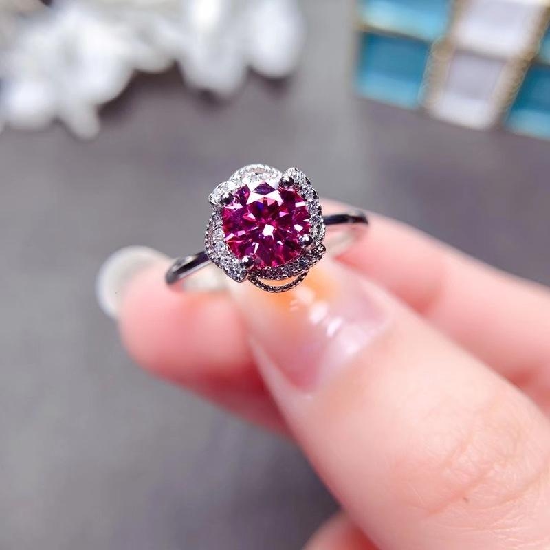 

Cluster Rings Pass Diamond Test Classic Pink Moissanite Ring VVS1 Fashion Luxury Gift For Women Jewelry DesignersCluster