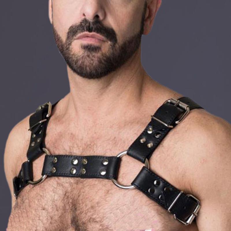 

Bras Sets Fetish Gay BDSM Leather Chest Harness Men Adjustable Sexual Body Bondage Cage Belts Rave Clothing For Adult Sex, Lm-025