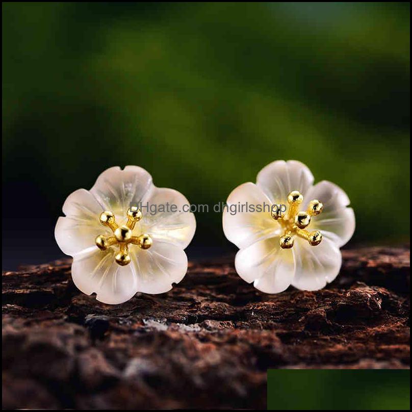 

Stud Earrings Jewelry 2021 Trendy Sterling Sier 925 Natural Crystal Flower In The Rain Handmade For Women Drop Deli Dhd8J