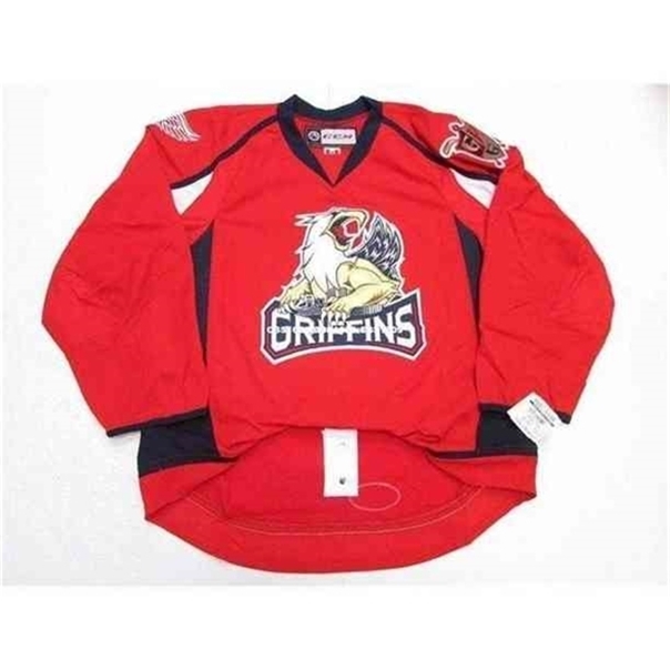 

C26 Nik1 GRAND Cheap RAPIDS custom GRIFFINS AHL PRO CCM HOCKEY JERSEY stitch add any number any name Mens Hockey Jersey XS-6XL, Red
