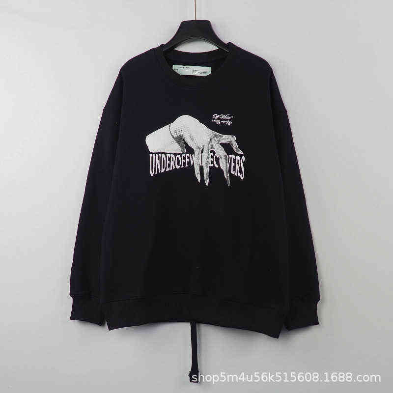 

Factory Online Export Brand New Sweater Autumn Winter Off Bred H Series Round Neck Pullover for Men Women, White