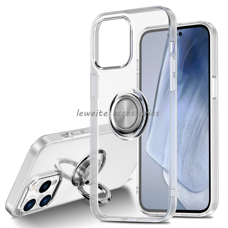 

Clear Phone Cases for iPhone 14 Pro Max 13 12 Mini 11 Xsmax XR X Xs 6 6s 7 8 Plus SE Transparent Slim Fit Protective Cover with Magnetic Ring Stand Holder Kickstand