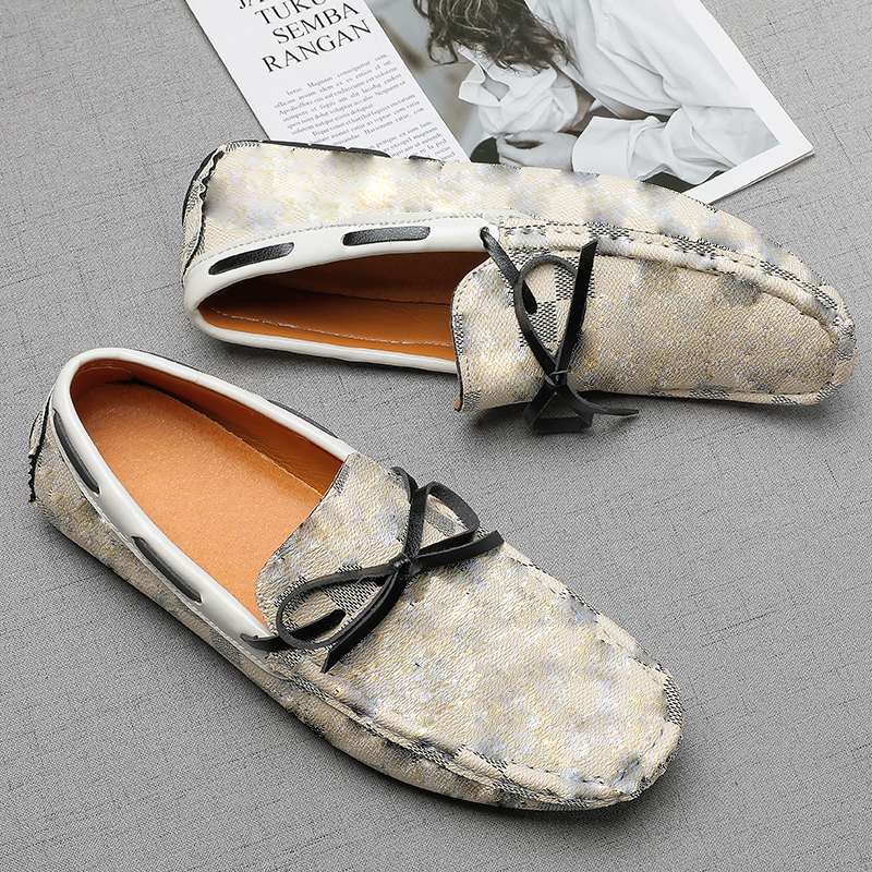 Trendy Men Driving Shoes PU Leather Casual Fashion Square Toe Classic Bow Decoration Comfortable Breathable Business Dress Shoes DH943