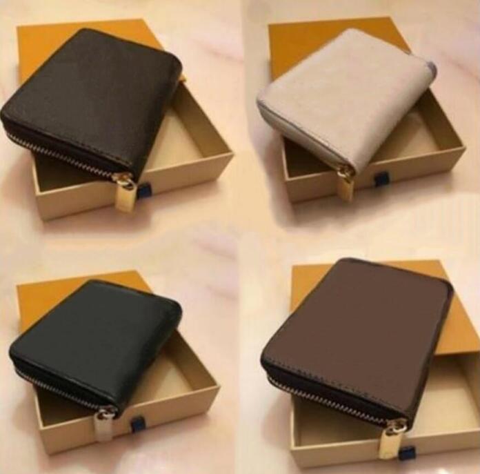

Top Causal Men Wallets Fashion Mens Card Holders Designers coin purse 4 Colors Small leather bags Zip Pocket Wallet, Black lattice