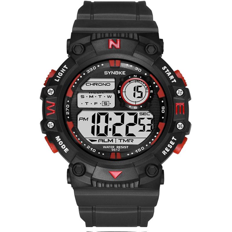 

Wristwatches SYNOKE Sports Watch Men Waterproof Digital Stopwatch Date Watches Luminous Wristwatch Mens Relogio Masculino, Red
