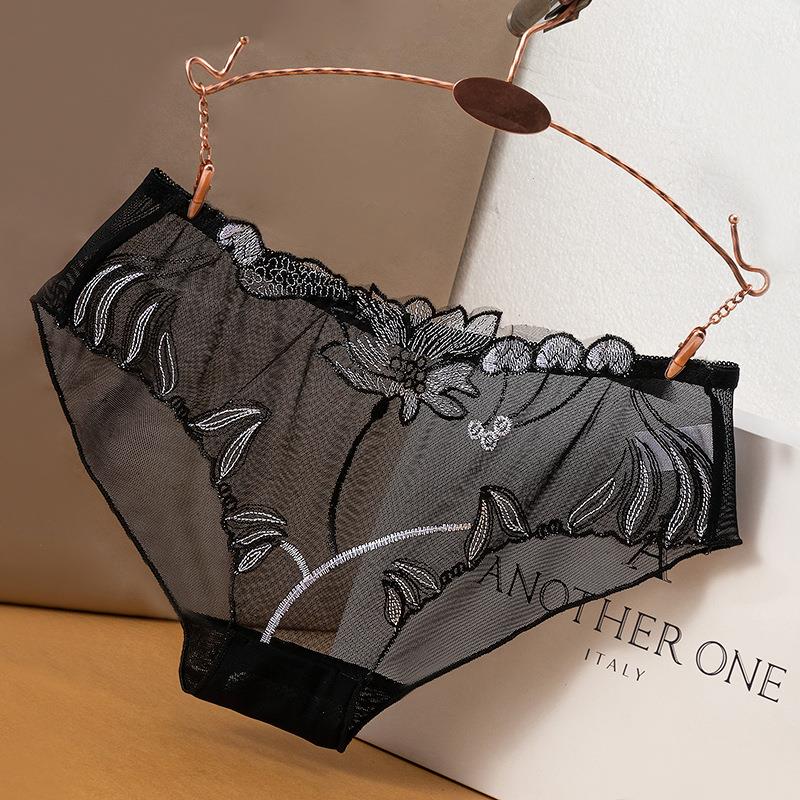 

Transparent Womens Panties Sweet Lace Underwear Sexy Lingerie Comfort Female Panty Girls Breathable Briefs Underpants, Red