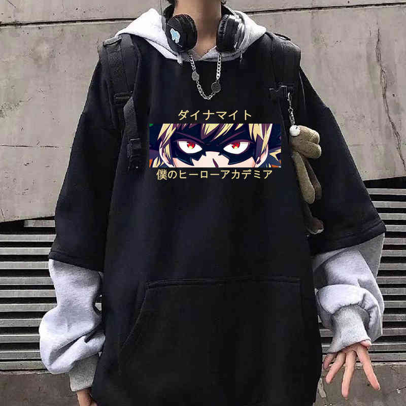 

Japanese Anime My Hero Academia Hoodies Men Women Streetwear Pullover Katsuki Bakugo Sweatshirt Sweat Homme, Black