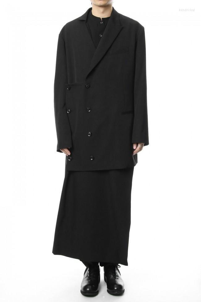 

Men' Trench Coats Two-wear Coat Double-breasted Black Tibetan Robe Kend22