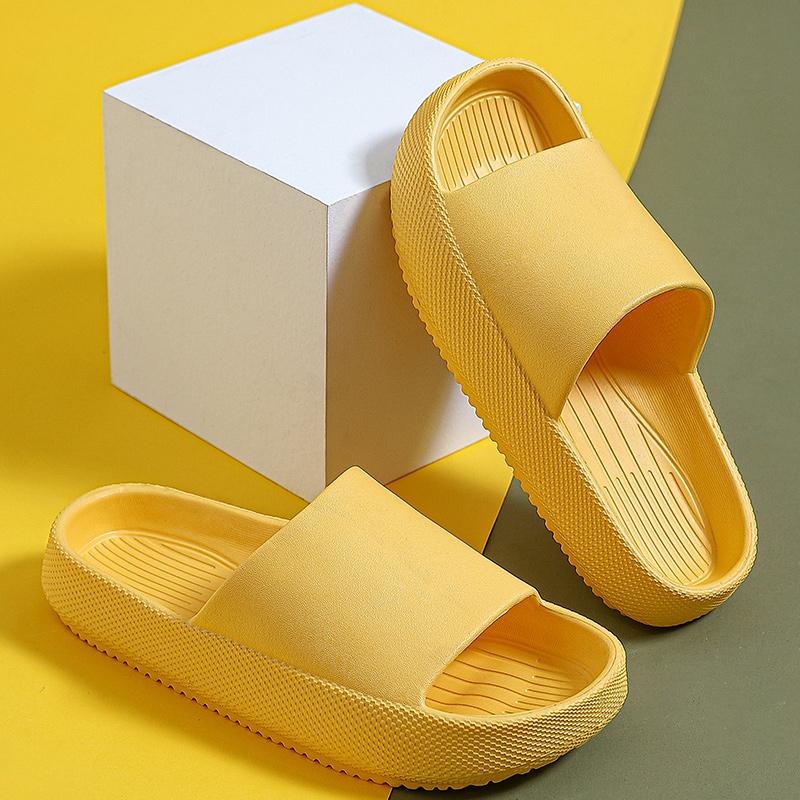 

Slippers Summer Leisure For Woman Men's Outdoor Beach Eva Soft Sandals Couple Comfortable Indoor Bathroom Anti-slip Ladies ShoesSlippers, Yellow (flat sole)
