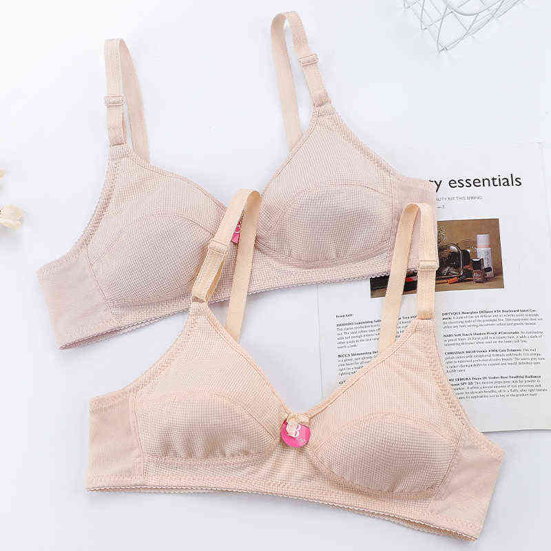 

Wireless Sexy Push Up Bra Skin Color Cotton Thin Bras For Women Comfortable Soft Intimates Lingerie Bra Plus Size 38 40 42 44BC L220726, Apricot.