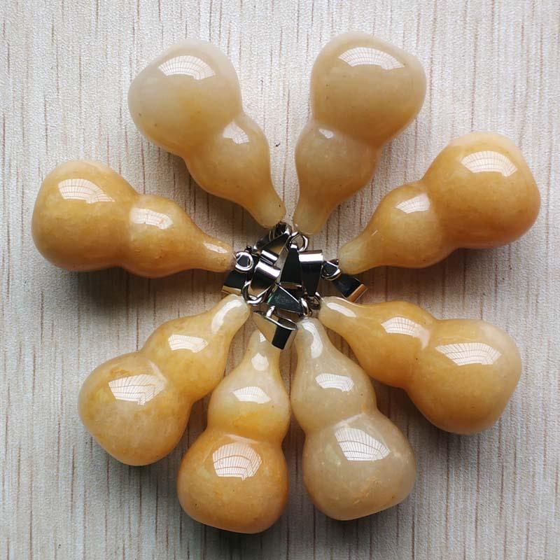 

Pendant Necklaces Wholesale 8pcs/lot 2022 Fashion Good Quality Natural Stone Yellow Gourd Shape Pendants For Jewelry Making