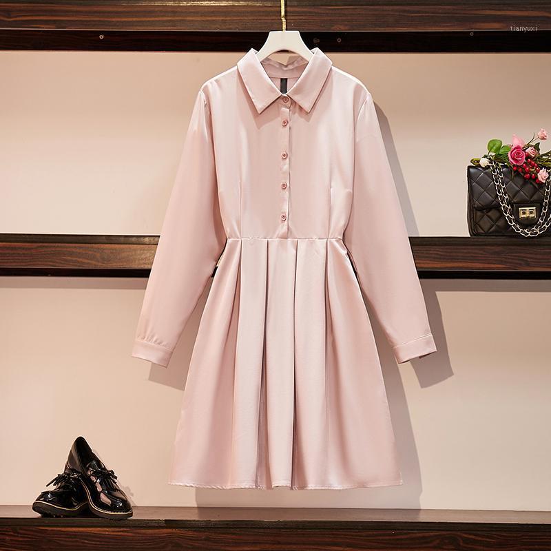 

Casual Dresses Fashion Dress Plus Size Women Autumn Long Sleeve High Waist Shirt Loose Girls Pink Vestidos