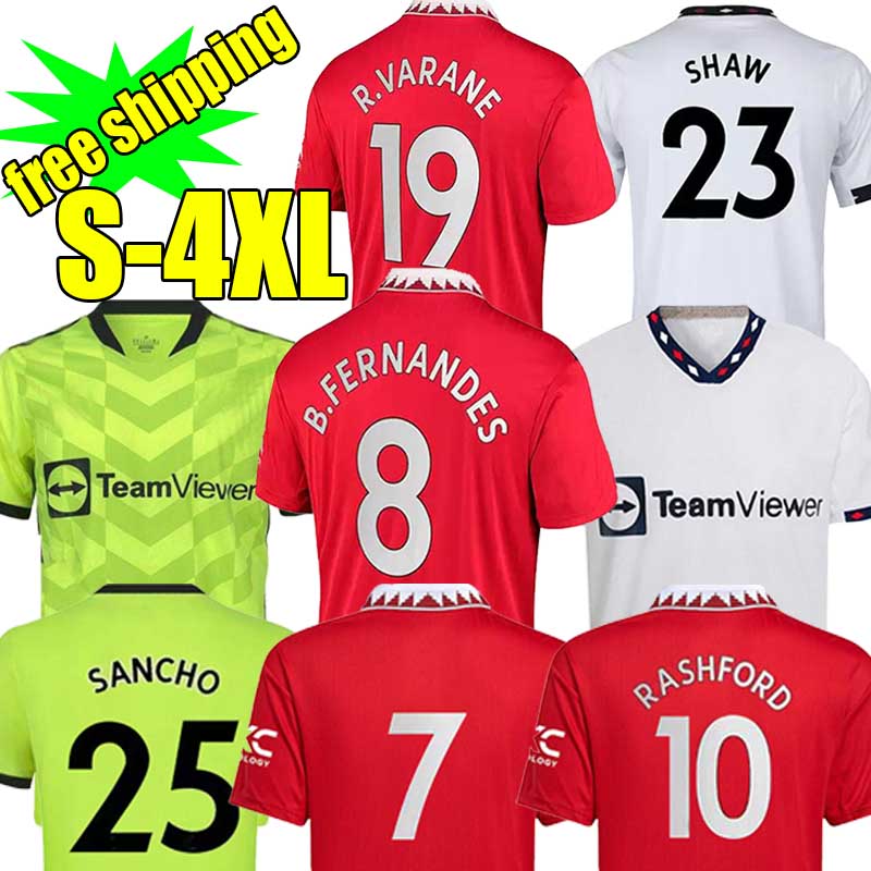 

4XL 22/23 MANS UTDS soccer jersey SANCHO VARANE GREENWOOD RASHFORD Bruno Fernandes football shirts 2022 2023 fans player version FRED SHAW men women kids kits uniform, Manlian 22-23 home kids
