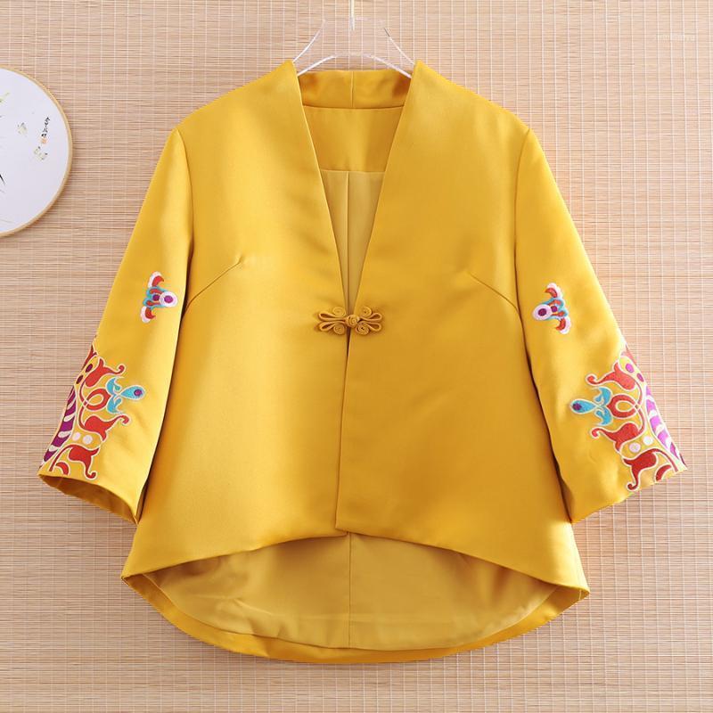 

High Quality Jacket Spring Autumn Vintage Coat Women Luxurious Embroidery Elegant Lady Loose Zen Top Female S-XXL Ethnic Clothing