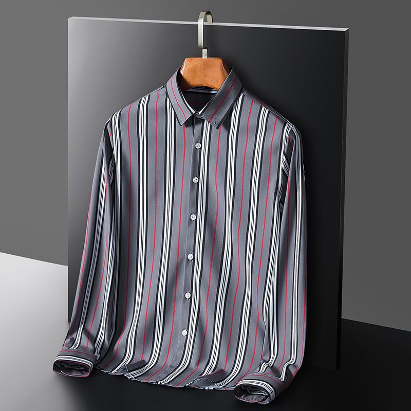 

Men's Dress Shirts Cotton Oxford Shirt For Men Long Sleeve Casual Business Checkered Striped Regular Fit Fashion Man's Chemise PocketMen, Beige