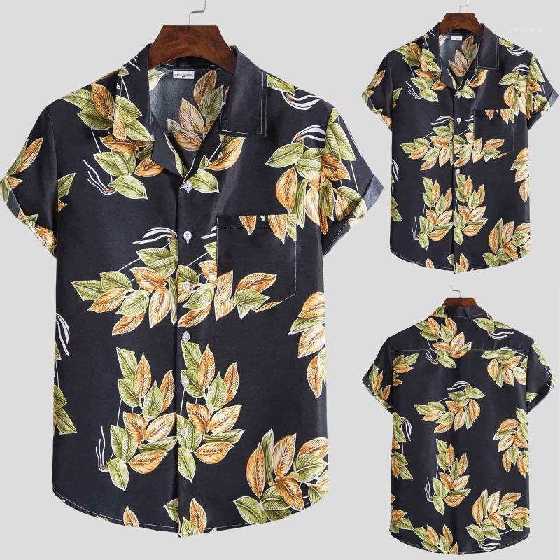 

Fashion Print Beach Shirts Short Sleeve Clothing Drop Asian Size -3XL Mens Hawaiian Shirt Male Casual Camisa Masculina Men's, Bk